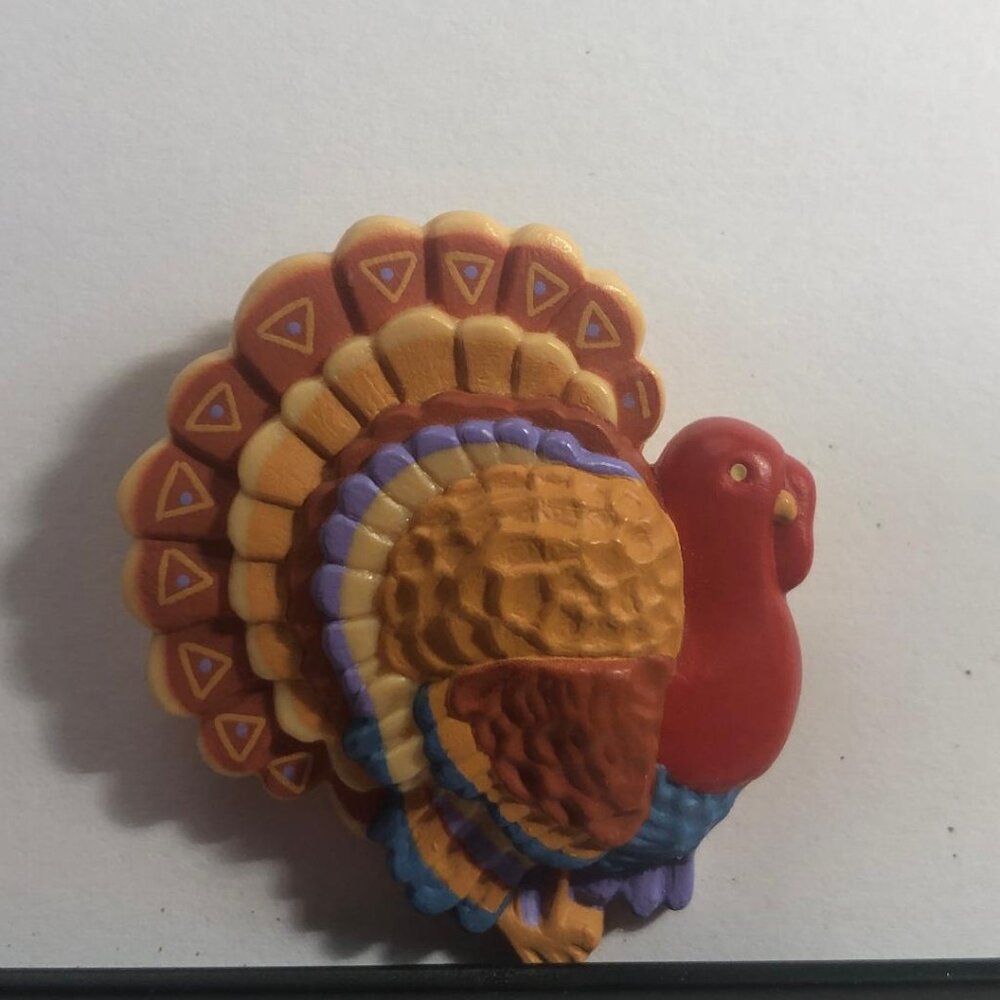 New Vintage Hallmark Lapel Pin Thanksgiving Turkey Fall Autumn Holiday Brooch
